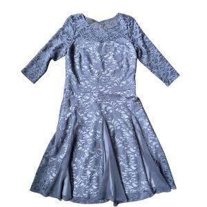 Sangria Fit & Flare Dress Women Sz 12 Gray Lace Overlay Wedding